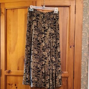 Sag Harbor Black and Tan Floral Maxi Skirt